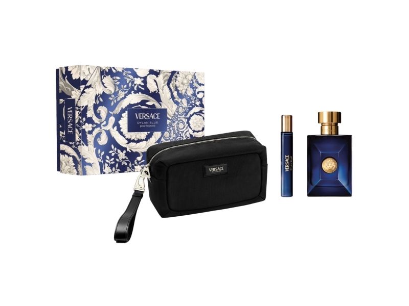 Versace-set: Dylan Blue Eau de Toilette för män 100 ml + 10 ml + Versace, zip-påse GWP textil, svart | Dofter - Presentaskar - Till honom | GameStuff