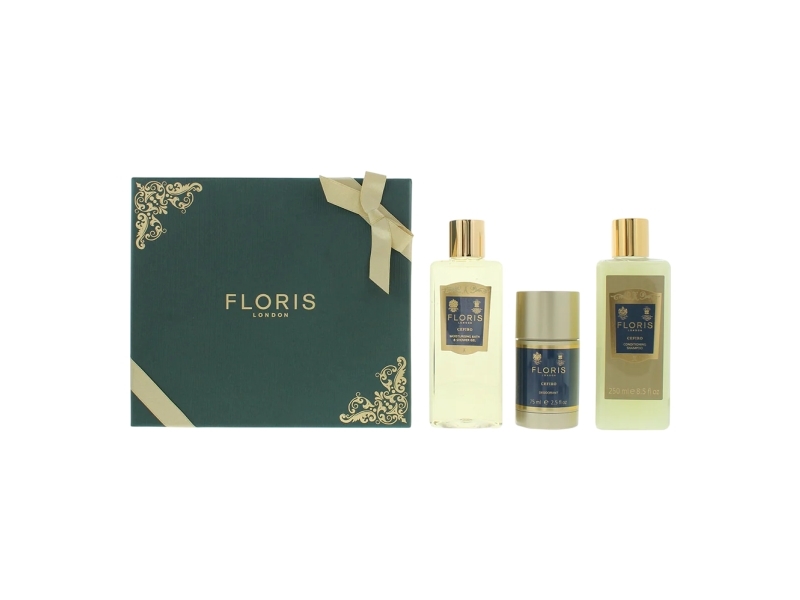 Floris sæt Floris of London: Cefiro hårshampoo + balsam, 250 ml + Cefiro shower gel, 250 ml + Antiperspirant deostick, unisex, 75 g