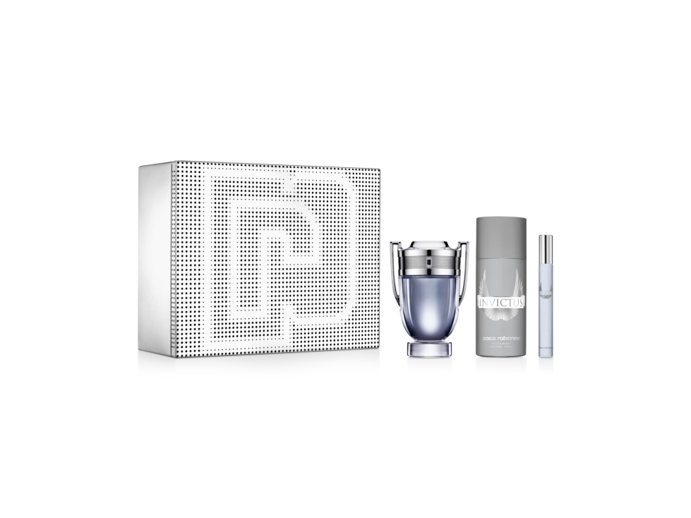 Paco Rabanne Set Invictus (Deodorant Spray 150 Ml + Eau De Toilette 100 Ml + 10 Ml) Für Männer