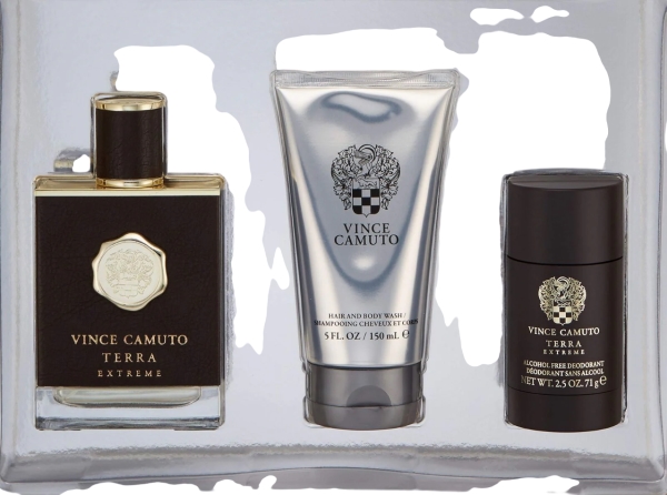 Vince Camuto Set: Terra Extreme Eau De Toilette 100 Ml + Terra Extreme Anti-Transpirant Deodorant Stick 71 G + Terra Extreme Duschgel & Shampoo 2-In-