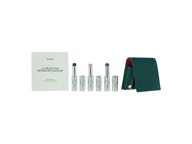Byredo Deep Teal Set Of 3 Face Sticks With Leather Pouch - Solar Flare, Flower Play, Kumato