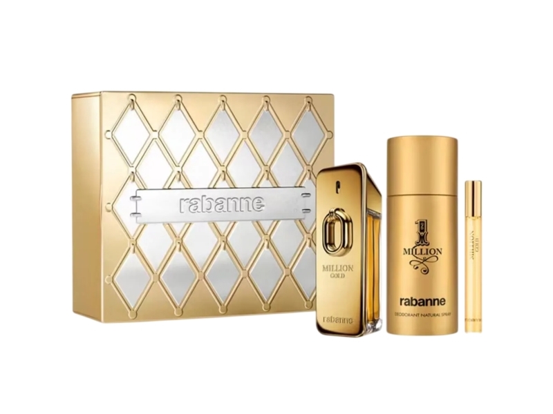 Paco Rabanne Million Gold Set Eau De Parfum For Men 100 Ml Eau De Parfum For Men 10 Ml Antiperspirant Deodorant Spray For Men 150 Ml