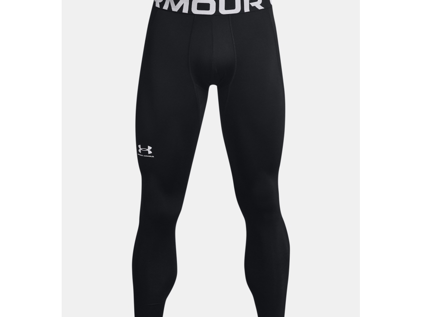 Under Armour Coldgear Compression, Stramme Leggings, Hanstik, Sort, Voksen, Black / White, Monokromatisk