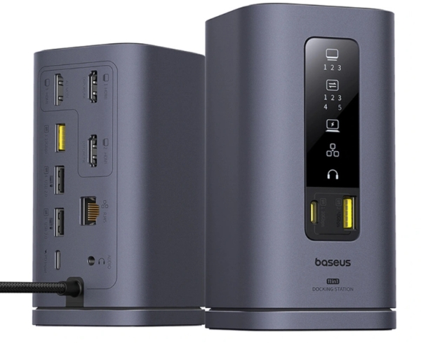 Baseus Spacemate 11V1 Docking Station (Usb-C Pd, Usb-C, 2X Usb-A, 3X Hdmi) Grau