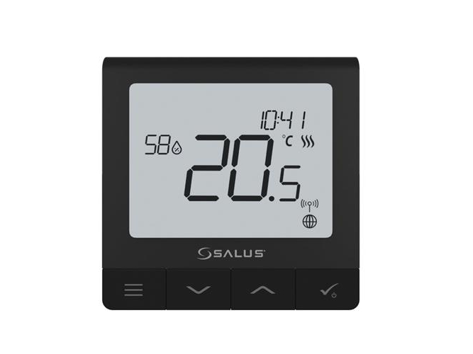 Salus trådløs indbygnings-/påbygnings termostat SQ610BRF Quantum batteri sort