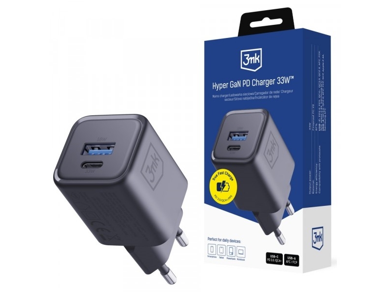 Ladegerät 3Mk Hyper Charger Pd 33W Gan Qc4+ Schwarz