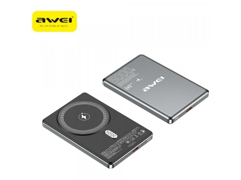 Powerbank Awei Pa-30 5000Mah Induktiv Magsafe Grau