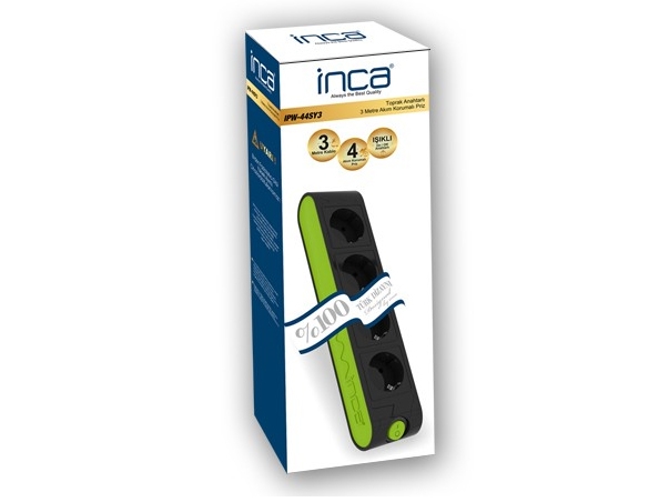 Inca Ipw-44Ys3, 4 Ac-Ausgänge, 250 V, 4000 W, 10 A, 16 A, Schwarz, Grün