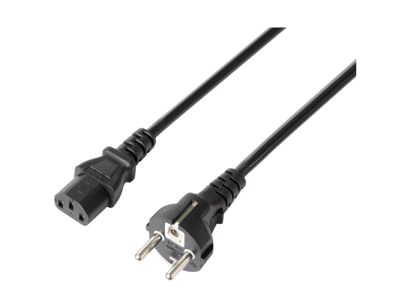 Conrad Sy-5243890 Kaltgeräte Anschlusskabel Schwarz 5.00 M, 5 M, Cee7/4, C13-Koppler, H05vv-F 3G 1, 230 V, 10 A
