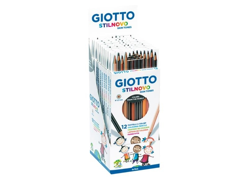 GIOTTO värikynät STILNOVO SKIN TONES, 12 värillisen lakatun värikynän laatikko, hopeareunaiset, nimikenttä, - 1 kpl (F257400)