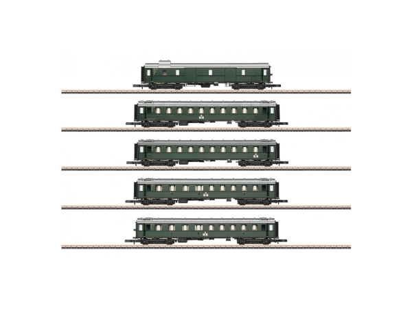 Märklin Standard Design 1928 To 1930 Express Train Car Set, Pkw-Modell, Montagesatz, Z (1:220), 1 Type Pw4ü-29 Baggage Car. 2 Type C4ü-28 Express Tra