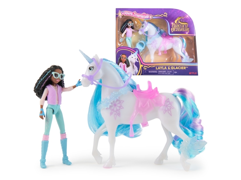 Unicorn Academy - Layla Und Einhorn Glacier Set, Ca. 12 Cm Originalfiguren Zur Netflix Serie Mit Abnehmbarem Sattel, Mähnen- Und Schweifbürste Und Zu