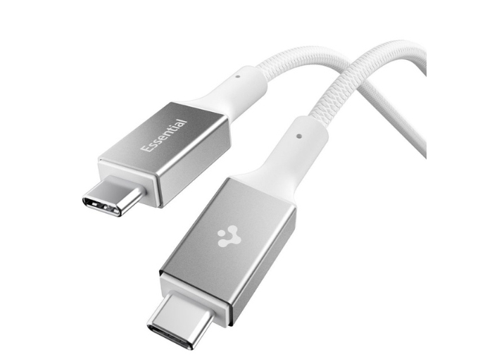 Spigen Essential Eb10010cc, 1 M, Usb C, Usb C, Usb 3.2 Gen 1 (3.1 Gen 1), 5 Gbit/S, Weiß