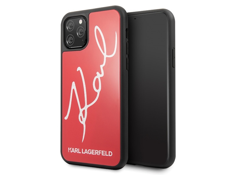 Karl Lagerfeld Signature Glitter Cover Til Iphone 11 Pro Max - Rød