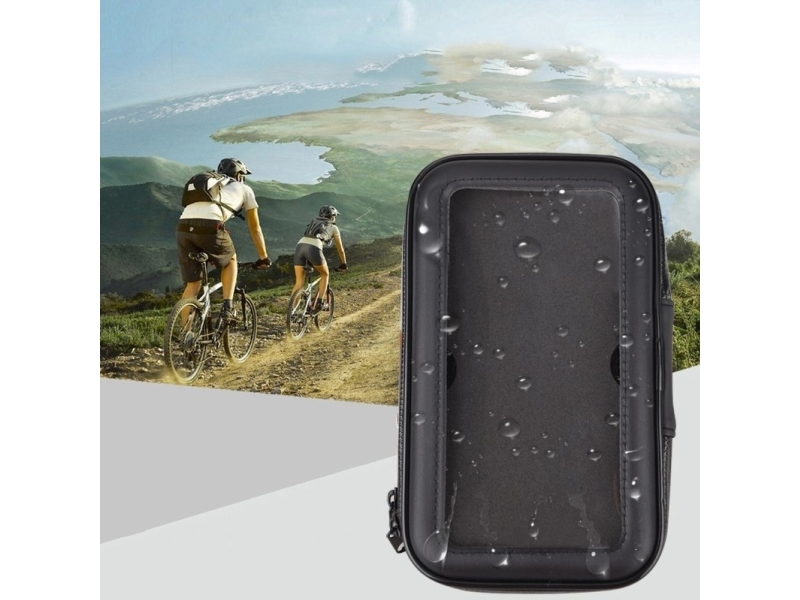 Hurtel Cykel Vandtæt Motorcykelholder Taske/Sæk Til Telefon På Styr Xl (Max Telefonmål 165 Mm X 80 Mm) Sort (Uden Styrbeslag)