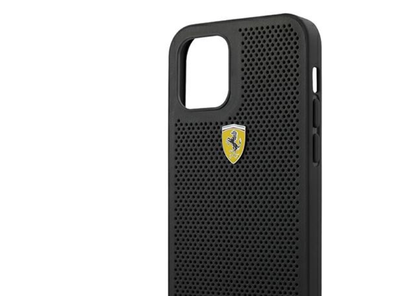 Ferrari Fespehcp12lbk Hardcase Für Iphone 12 Pro Max 6,7" (Schwarz/Schwarz On Track Perforiert)