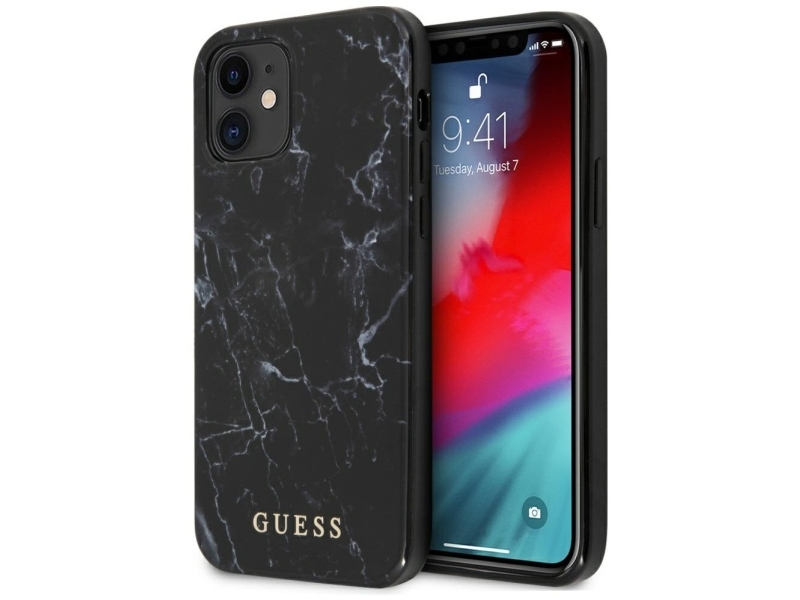 Guess Marble Case Til Iphone 12 Mini - Sort
