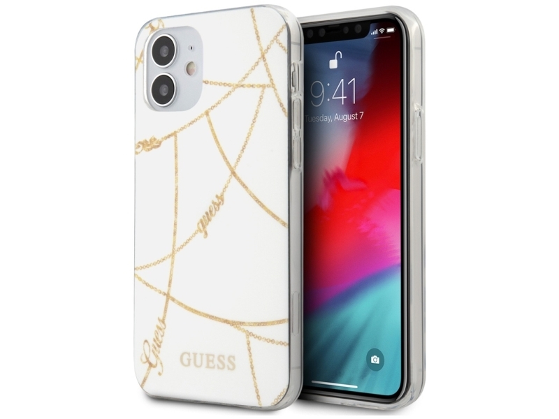 Guess Guhcp12spcuchwh Iphone 12 Mini 5,4&Quot Weiß/Weiß Hardcase Gold Chain Collection