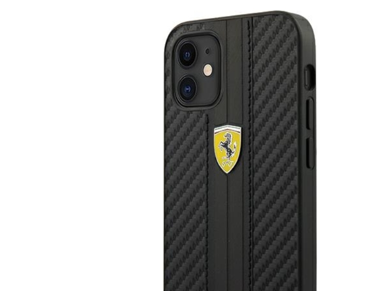 Ferrari Fesnechcp12sbk Hardcase On Track Pu Carbon Für Iphone 12 Mini 5.4" - Schwarz/Schwarz