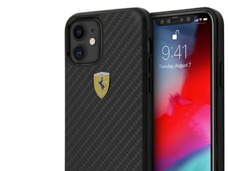 Ferrari Fercahcp12sbk Hartschale Für Iphone 12 Mini 5.4" Schwarz/Schwarz On Track Real Carbon