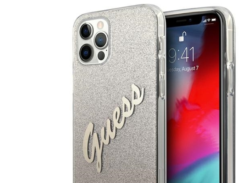 Guess Guhcp12lpcuglsgo Iphone 12 Pro Max 6.7" Hardcase Gold/Gold Glitter Gradient Script