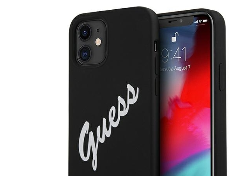 Guess Guhcp12slsvsbw Iphone 12 Mini 5,4" Hardcase Schwarz/Weiß Mit Silicone Vintage