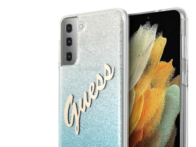 Guess Guhcs21mpcuglsbl S21+ G996 Blau/Blau Hartschalenkoffer Glitter Gradient Script