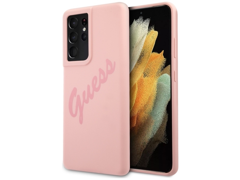Guess Guhcs21llsvspi S21 Ultra G998 Pink/Pink Hårdt Cover Script Vintage
