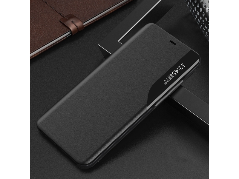 Eco Leather View etui - elegant bookcase-type med stativ til iPhone 13 Pro Max - sort