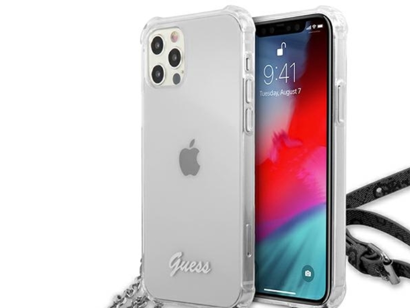 Guess Guhcp12lkc4gssi Iphone 12 Pro Max 6,7" Transparent Hårdt Cover 4G - Sølv Kæde