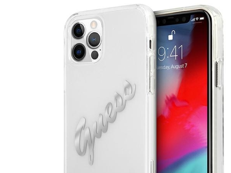 Guess Guhcp12mktrsvsi Iphone 12/12 Pro 6.1" Transparente Hartschale Vintage Script - Silber