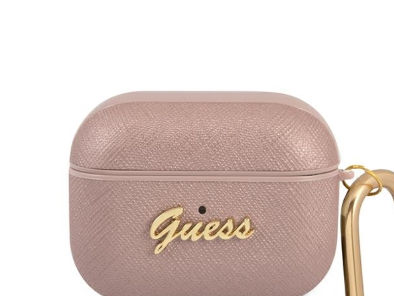 Guess GUAPSASMP AirPods Pro cover różowy/pink Saffiano Script Metal Collection