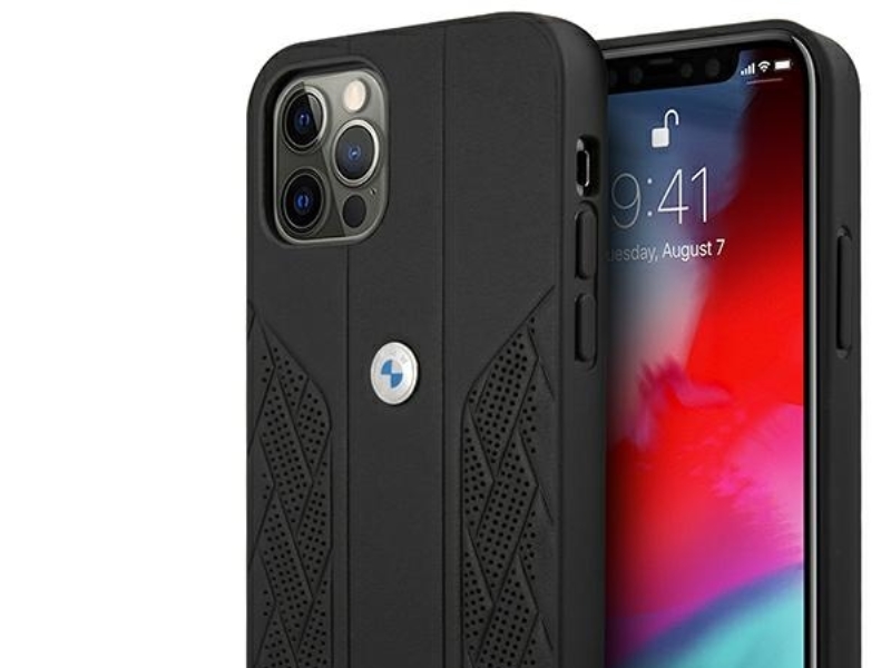 Bmw Leder Curve Perforated Case Für Iphone 12 Pro Max - Schwarz
