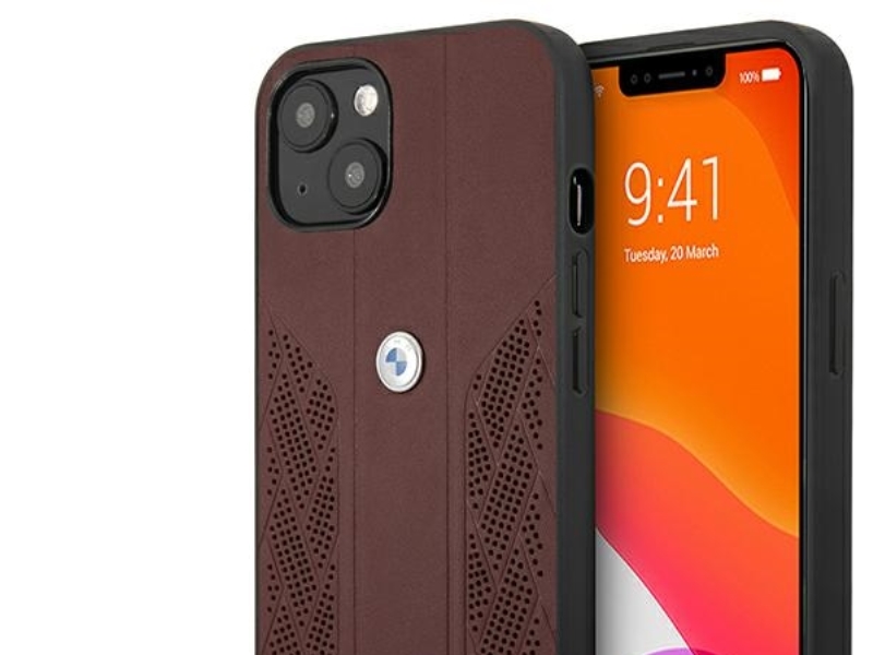 Bmw Læder Curve Perforate Cover Til Iphone 13 - Rød