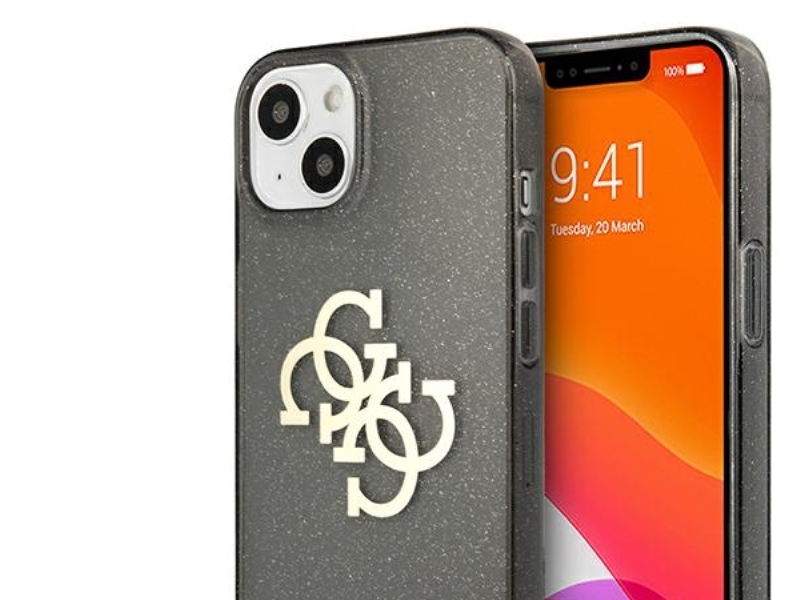 Guess Guhcp13spcugl4gbk Hardcase Für Iphone 13 Mini 5,4" - Schwarz/Schwarz Glitter 4G Big Logo
