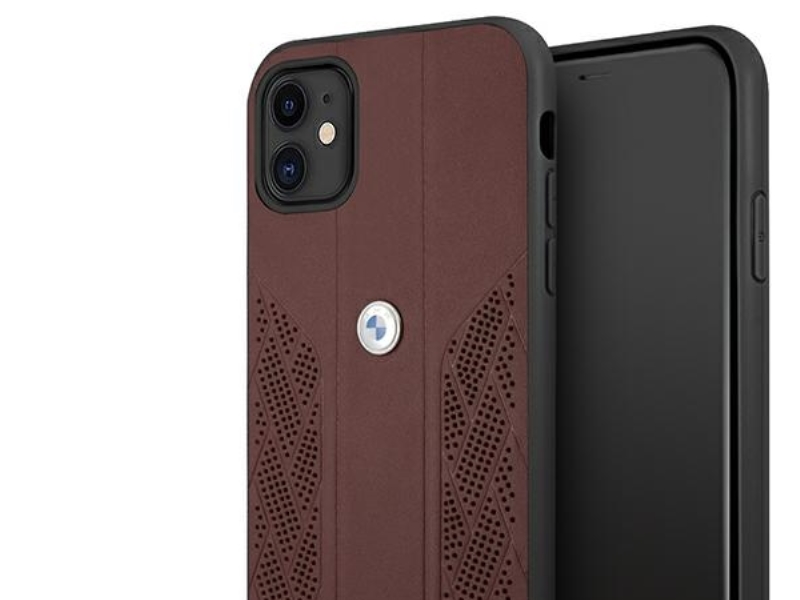 Bmw Læder Curve-Perforeret Cover Til Iphone 11 / Xr - Rød