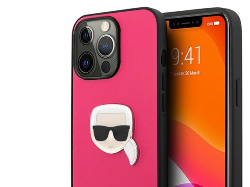 Karl Lagerfeld Leder Ikonik Karl’S Head Metallhülle Für Iphone 13 Pro / 13 6,1" - Pink