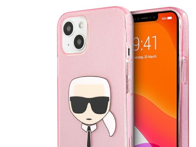 Karl Lagerfeld Glitzer Karl's Kopf Case Für Iphone 13 Mini - Pink
