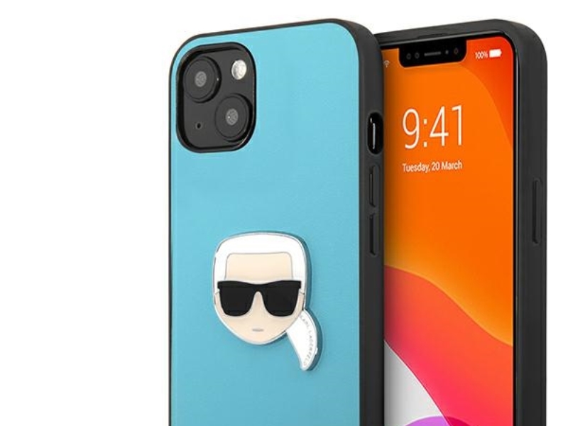 Karl Lagerfeld Leather Ikonik Karl’S Head Metal Case Für Iphone 13 Mini - Blau