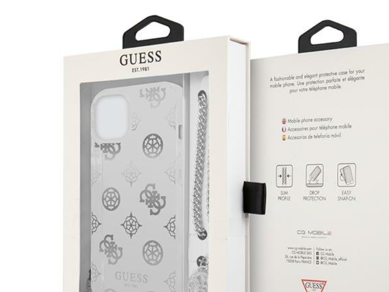 Guess Guhcp13skpesi Hardcase Für Iphone 13 Mini 5,4" - Silber/Silber Peony Chain Collection