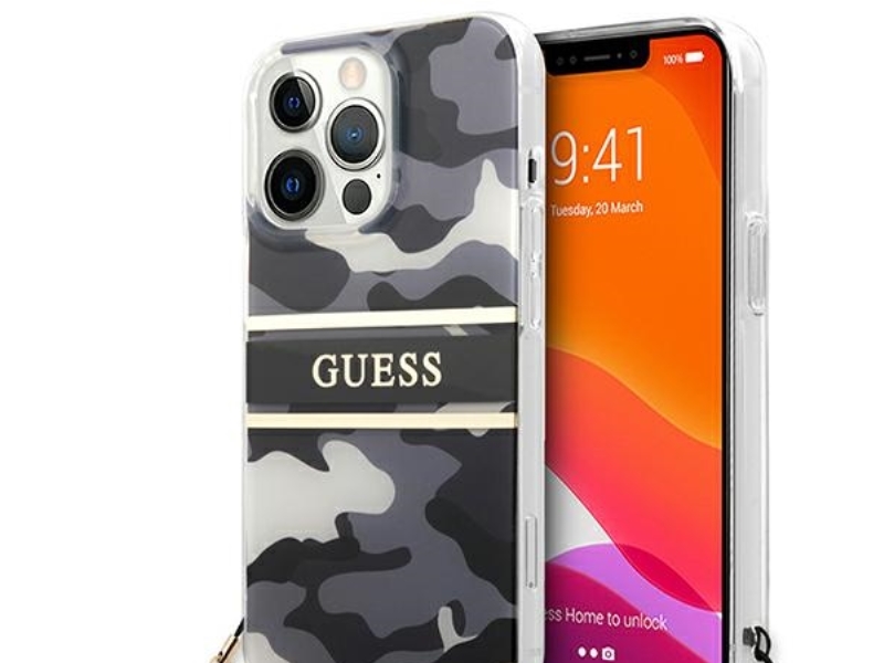 Guess Guhcp13lkcabbk Hardcase Til Iphone 13 Pro / Iphone 13 6,1" - Sort/Sort, Camo Strap Collection