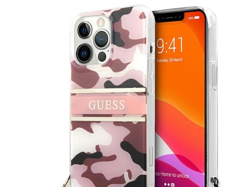 Guess Guhcp13lkcabpi Iphone 13 Pro / 13 6.1" Pink/Pink Hartschale Camo Strap Collection