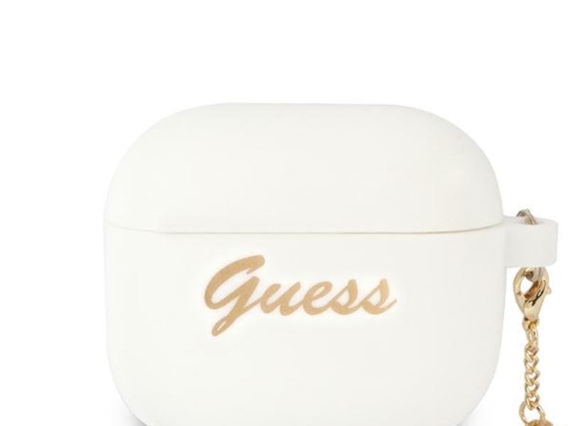 Apple AirPods 3 Guess silikoninis Charm Heart Collection (GUA3LSCHSH) ausinių dėklas baltos spalvos