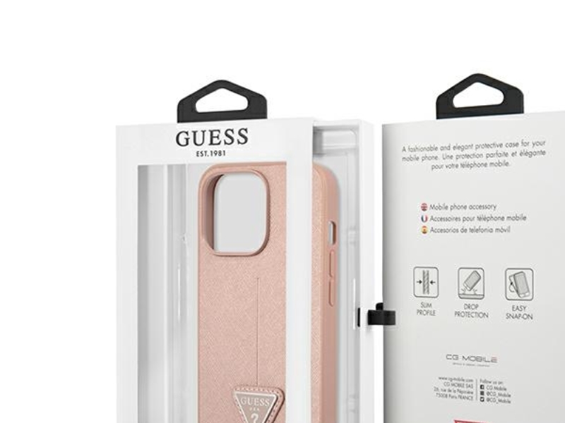 Guess Guhcp13lpsatlp Hardcase Für Iphone 13 Pro / 13 6,1" - Pink/Pink Mit Saffianotriangle-Logo