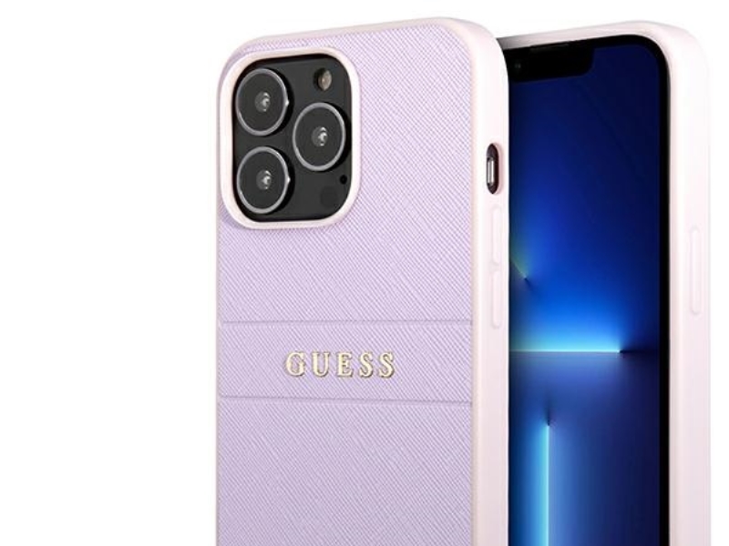 Guess Guhcp13lpsasbpu Abdeckung Til Iphone 13 Pro / 13 6,1" Lilla/Lilla Saffiano Heißprägung &Amp Metallogo