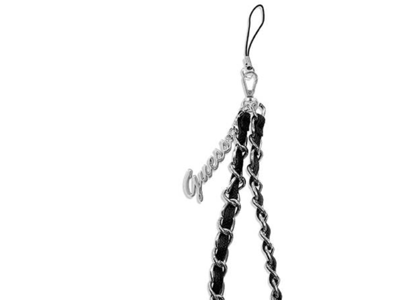 Guess GUSTSASSK phone strap sort/black chain metal logo charm
