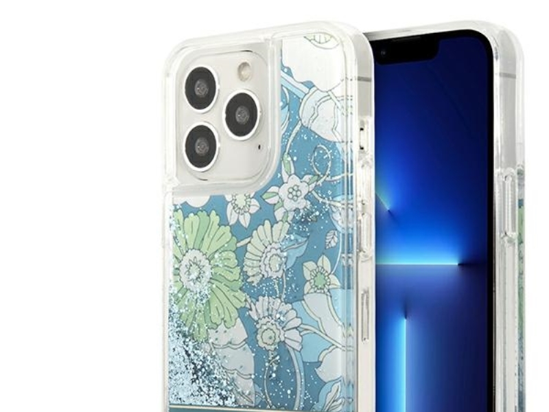 Hurtel: Guess Guhcp13xlflsn Iphone 13 Pro Max 6,7" Grøn/Grøn Hårdt Cover Flower Liquid Glitter