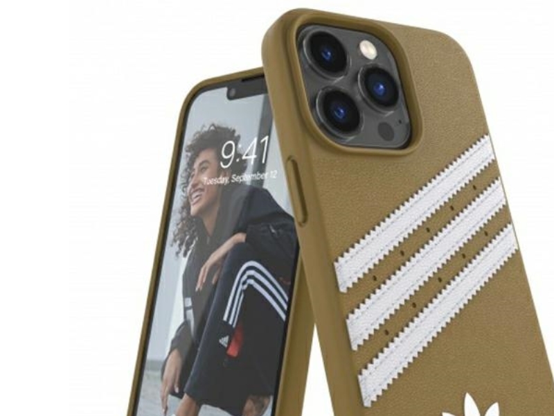 Adidas Or Geformte Pu-Hülle Für Iphone 13 Pro / Iphone 13 - Beige Und Gold