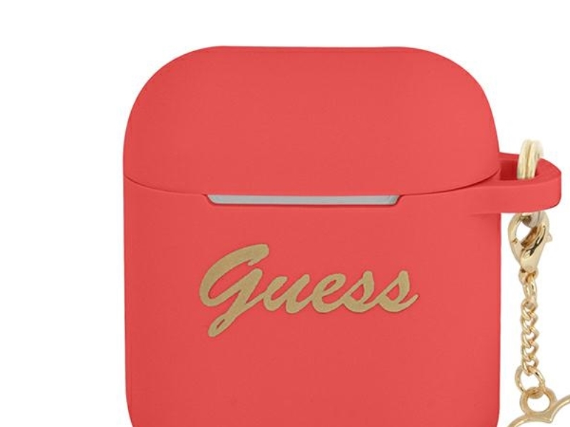 Guess Gua2lschsr Airpods Case Rot/Rot Silikon Charm Herz - Heart Collection