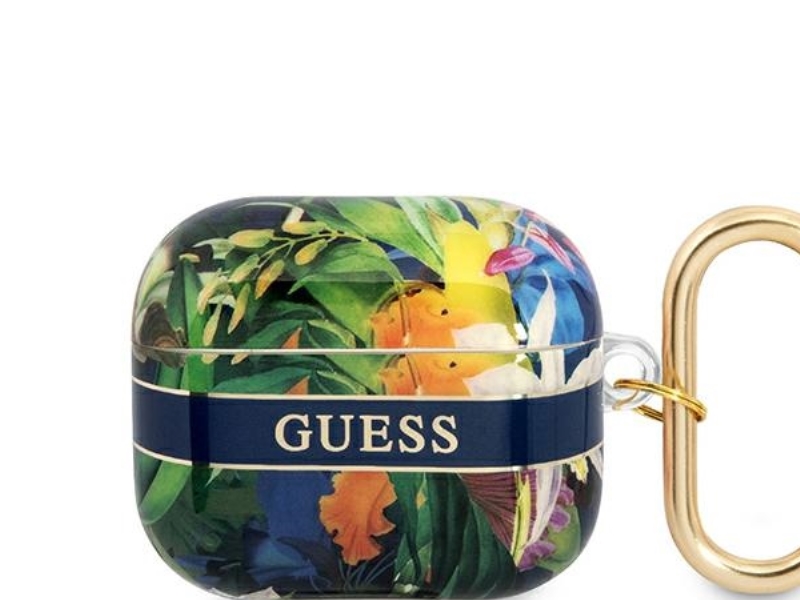 Guess Gua3hhflb Airpods 3 Case Blau/Blau Flower Strap Collection